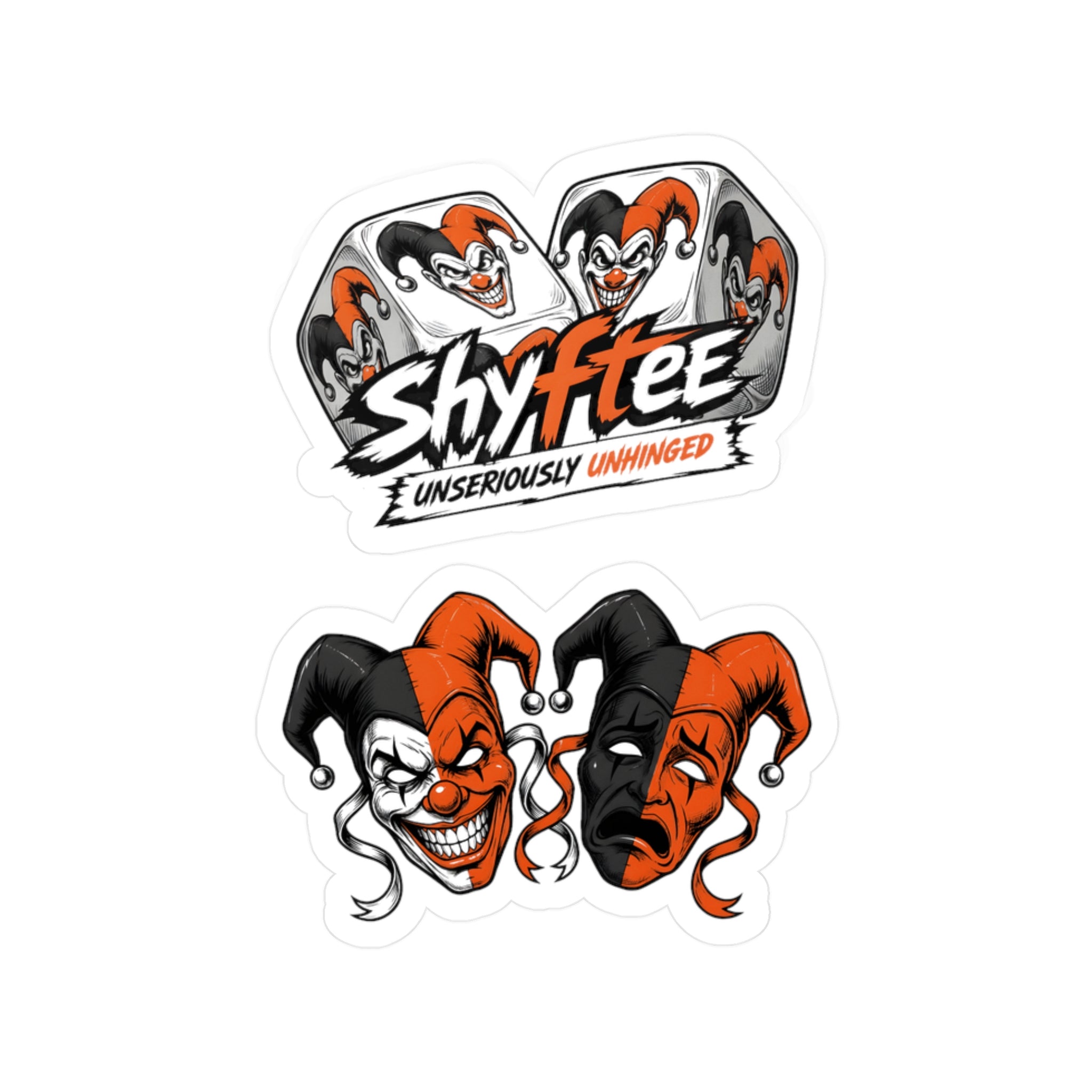 Shyftee Dice Logo + Comedy and Tragedy Stickers (Orange)