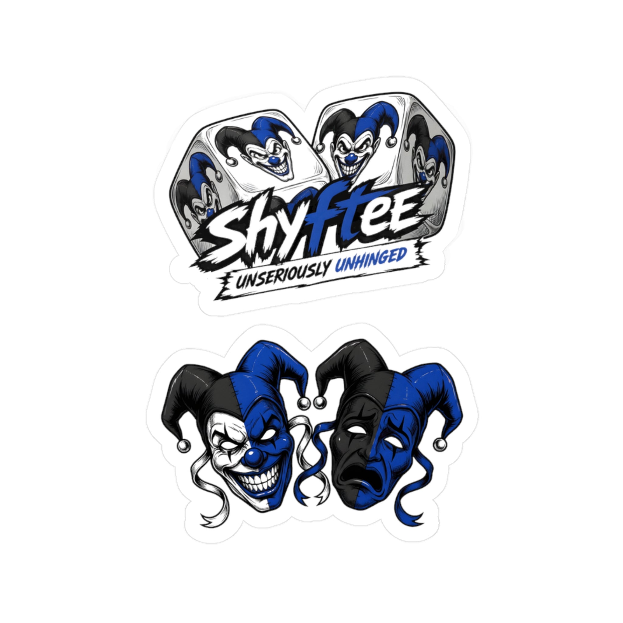 Shyftee Dice Logo + Comedy and Tragedy Stickers (Blue)