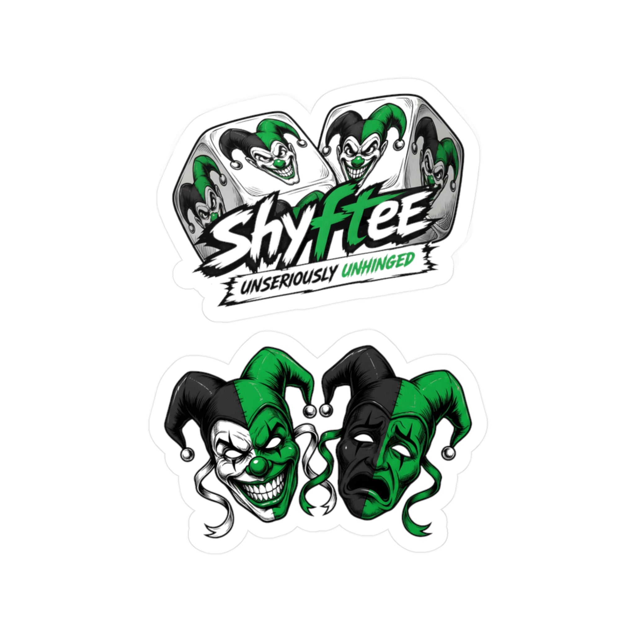 Shyftee Dice Logo + Comedy and Tragedy Stickers (Green)