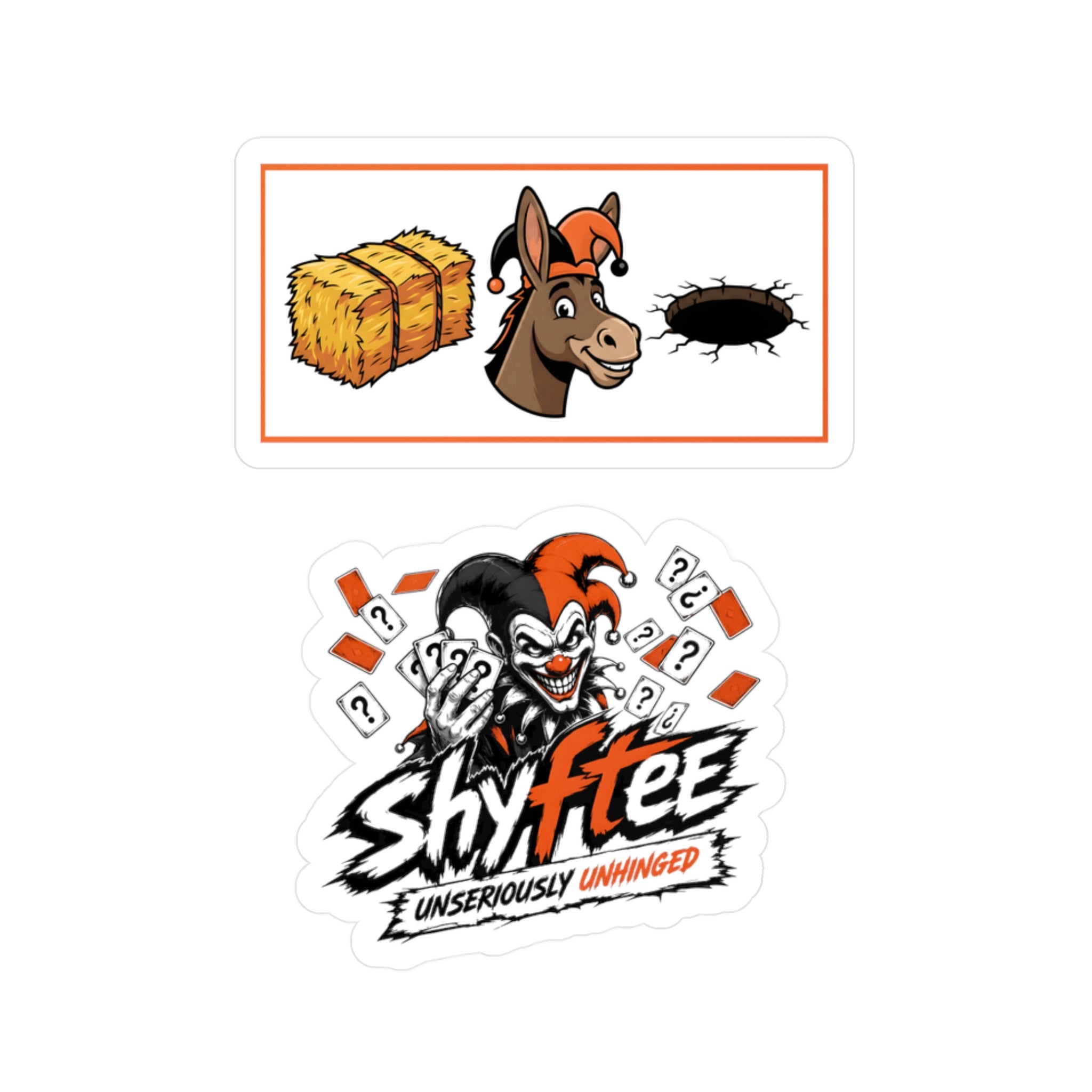 Shyftee "Hey! + Jester Card Logo" Stickers (Orange)
