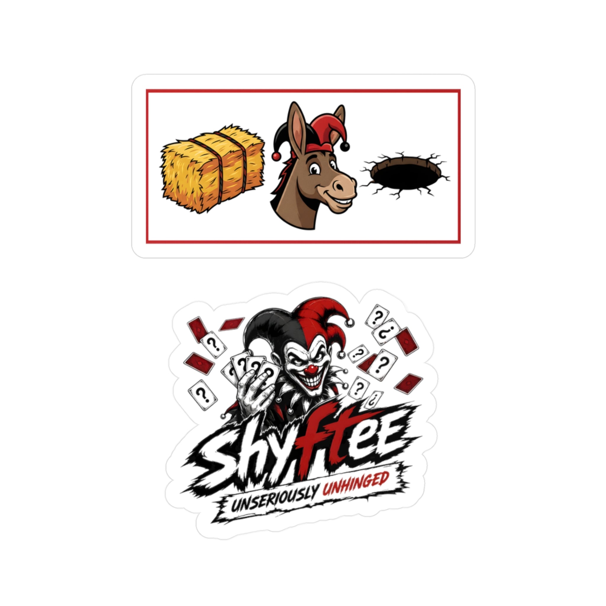 Shyftee "Hey! + Jester Card Logo" Stickers (Red)