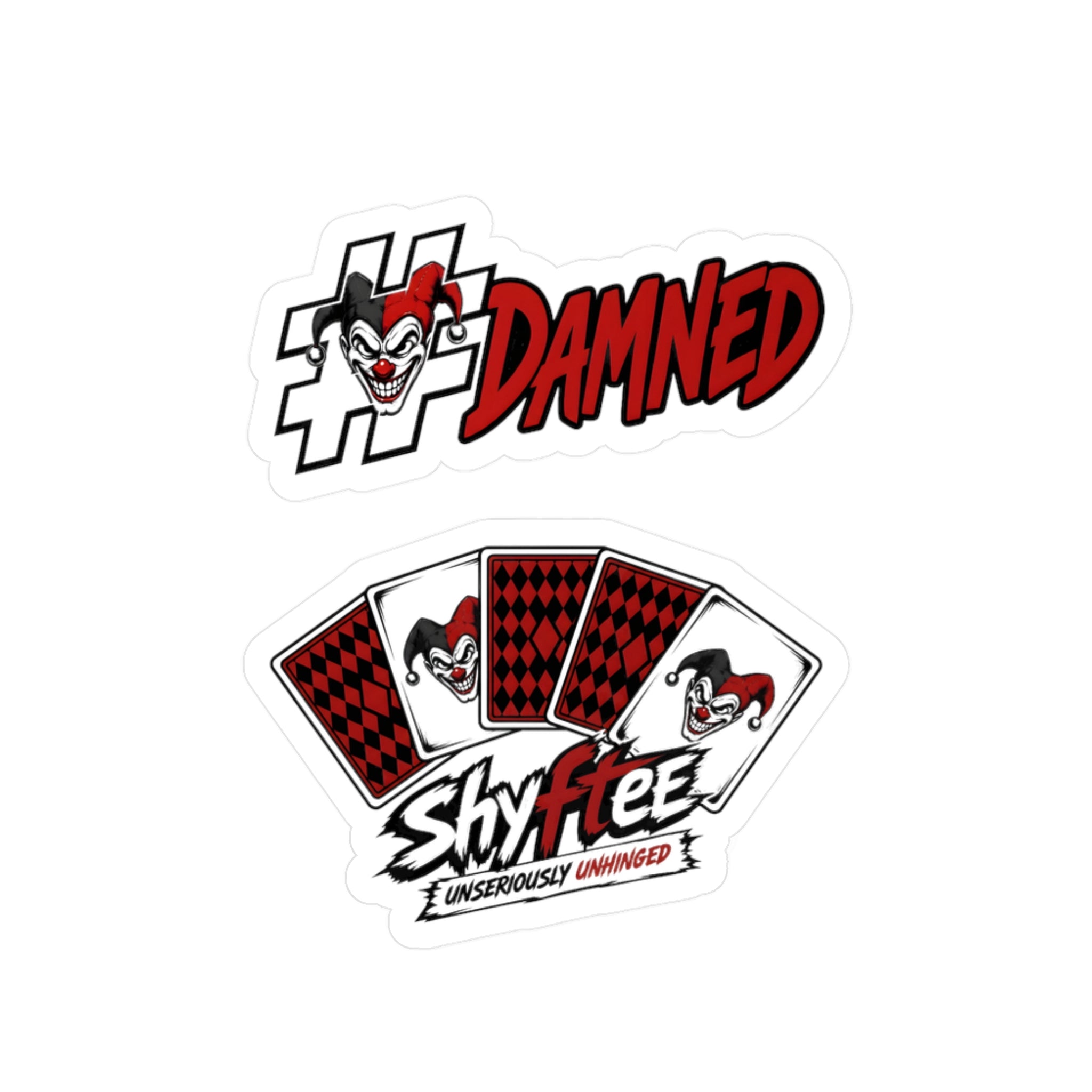 Shyftee "Damned + Card Deck Logo" Stickers (Red)