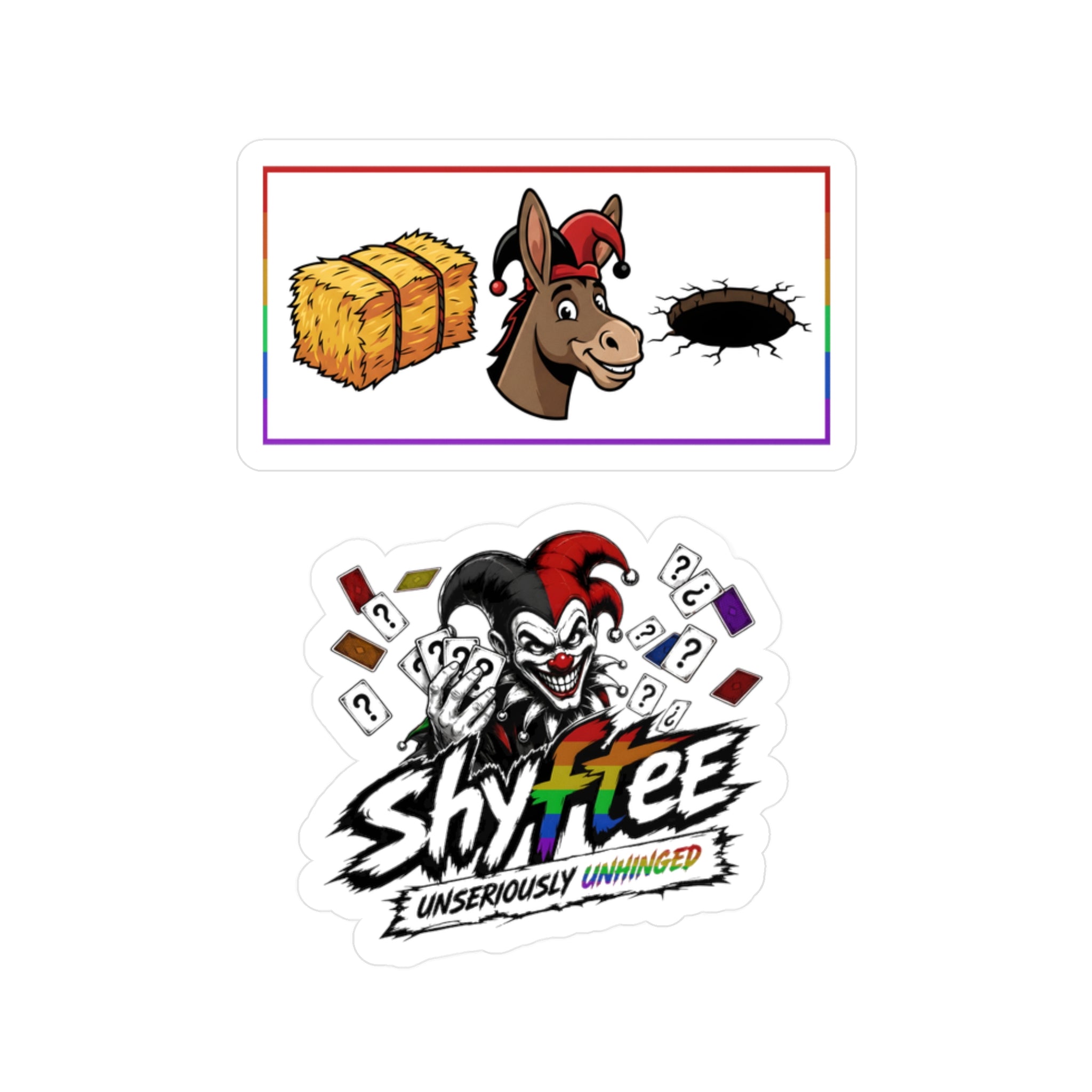 Shyftee "Hey! + Jester Card Logo" Stickers (Pride-Inspired)