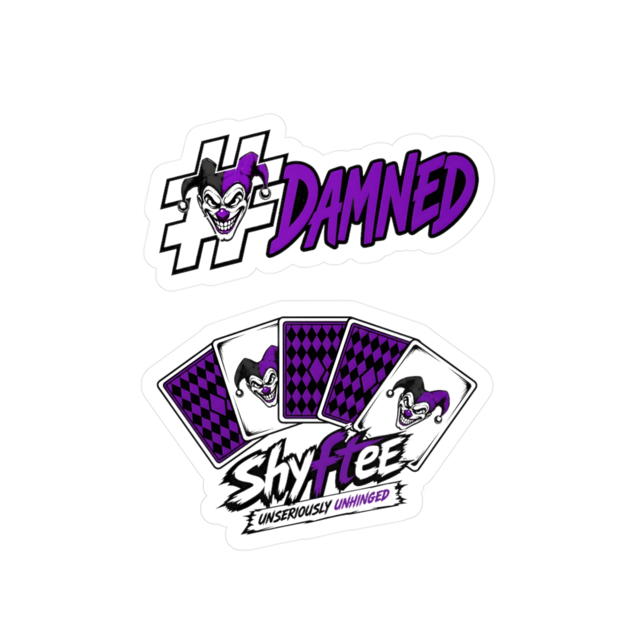 Shyftee "Damned + Card Deck Logo" Stickers (Purple)